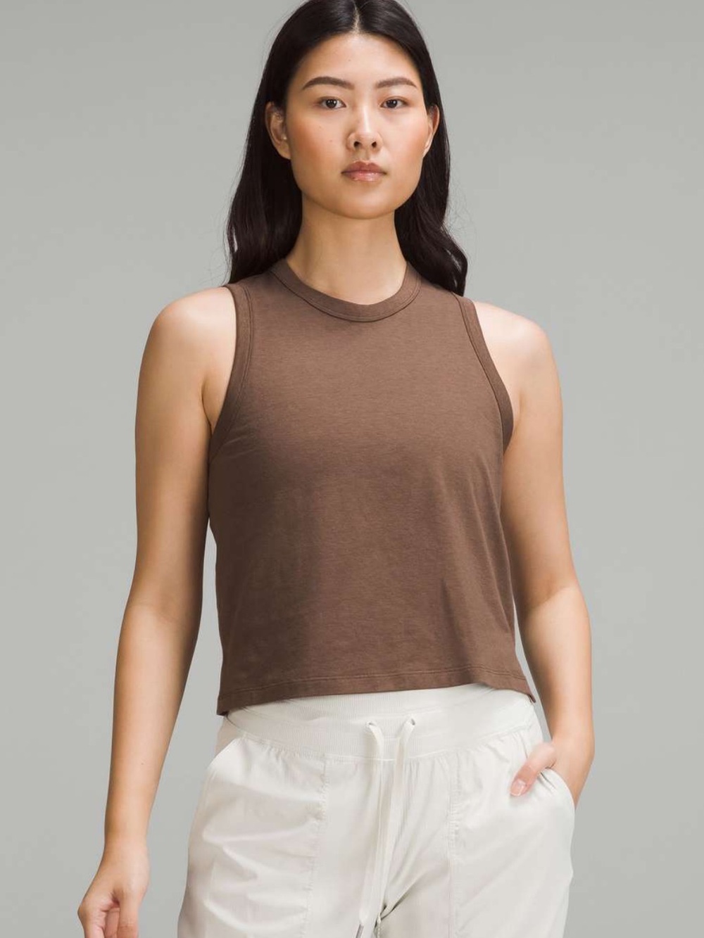 Lululemon Classic Fit Cotton Blend Tank Top Size 8 Brown Java Sleeveless